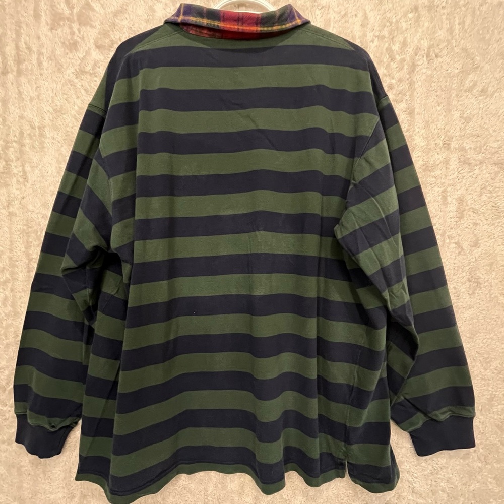 Vintage Mens Polo Ralph Lauren Rugby Striped Shirt Plaid Collar Prep Preppy XL - Picture 9 of 14